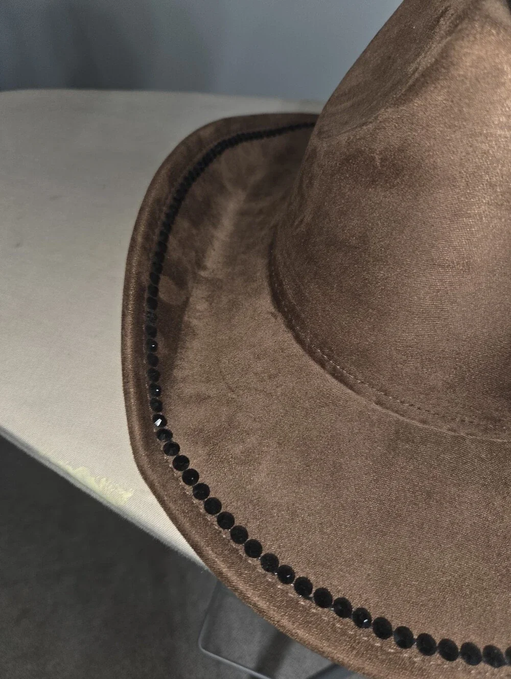 Brown Suede Cowboy Hat with Studded Brim